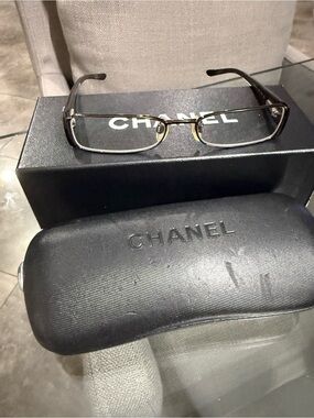 Chanel Black/Gold Rectangular Women’s Eyeglasses